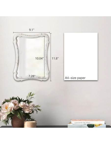 Espejo de Pared Vintage Sintosin 30x23 cm Blanco Rústico Espejo de Pared Vintage Sintosin 30x23 cm Blanco Rústico