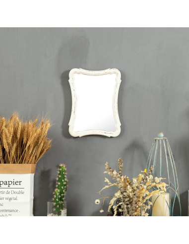 Espejo de Pared Vintage Sintosin 30x23 cm Blanco Rústico