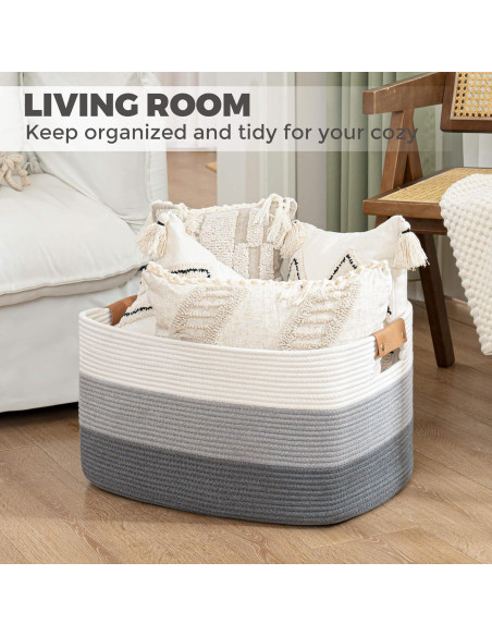 Cesta de Almacenamiento Grande danpinera 108L Algodón Gris