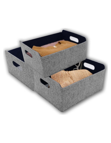 Cestas de Almacenamiento Welaxy Cubo Plegable 3 Piezas Fieltro