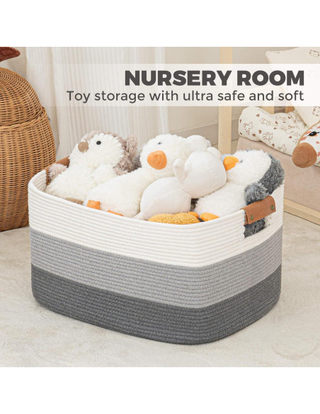 Cesta de Almacenamiento Grande danpinera 108L Algodón Gris