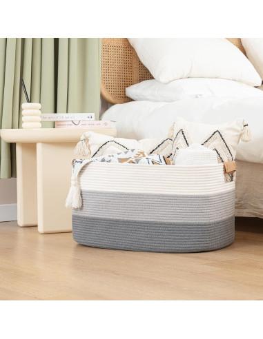 Cesta de Almacenamiento Grande danpinera 108L Algodón Gris