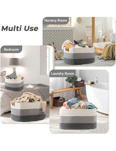 Cesta de Almacenamiento Grande danpinera 108L Algodón Gris