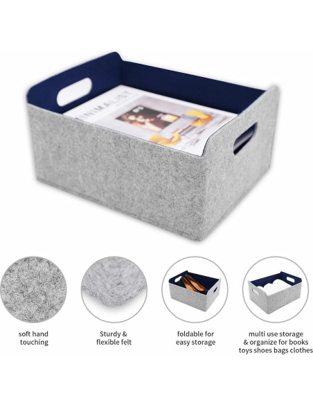Cestas de Almacenamiento Welaxy Cubo Plegable 3 Piezas Fieltro