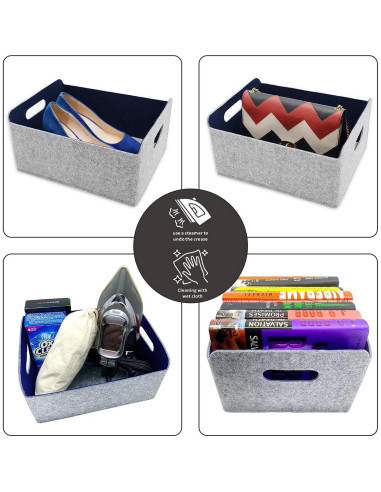 Cestas de Almacenamiento Welaxy Cubo Plegable 3 Piezas Fieltro