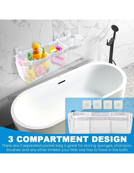 Organizador de Juguetes de Baño JIANWEI, 3 Compartimentos, Blanco