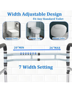 Barra de Seguridad para Inodoro Coelineao Ajustable Gris 2