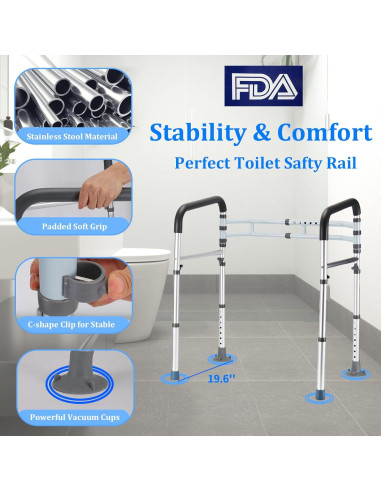 Barra de Seguridad para Inodoro Coelineao Ajustable Gris