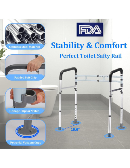 Barra de Seguridad para Inodoro Coelineao Ajustable Gris