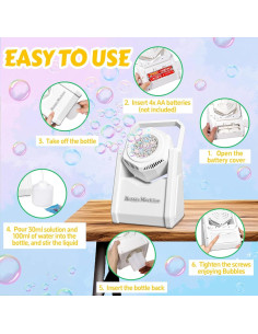 Máquina de Burbujas Portátil FLLOBE Blanca 20000 Burbujas/min 2