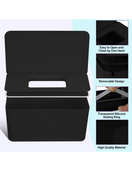 54 Toallitas de Tela Reutilizables para Bebés con Dispensador Negro