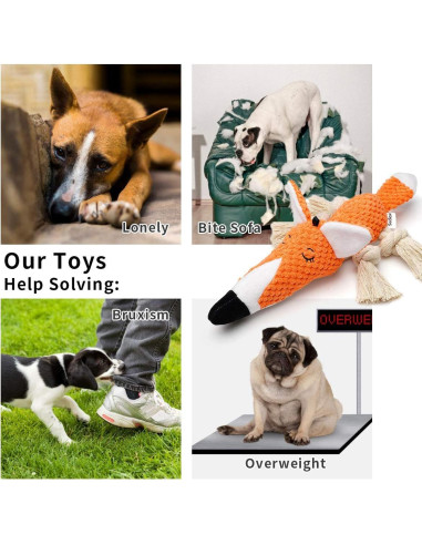 Juguete de Peluche para Perros Zorro Sedioso - Algodón Natural