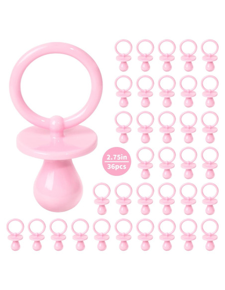 36 Chupetes de Plástico Rosa para Baby Shower - Decoración DIY