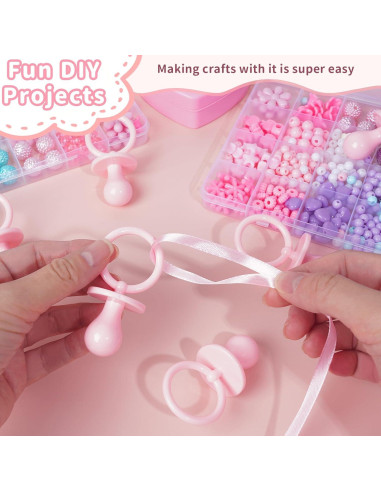 36 Chupetes de Plástico Rosa para Baby Shower - Decoración DIY