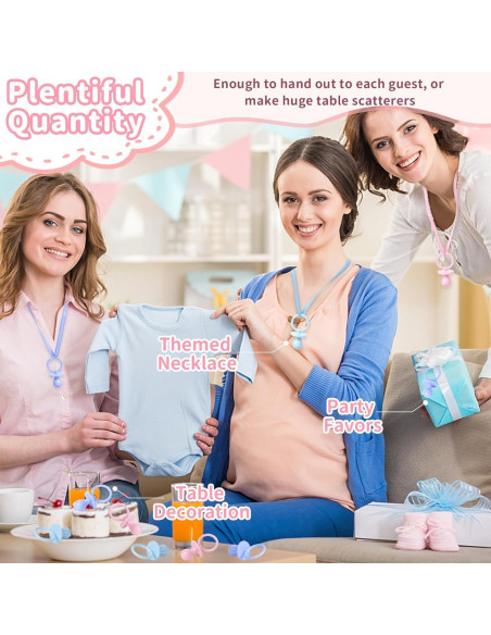 36 Chupetes de Plástico Rosa para Baby Shower - Decoración DIY