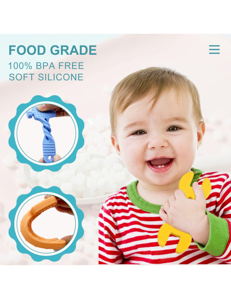 Juguetes de Dentición para Bebés Silicona 3-12 Meses 4 Formas