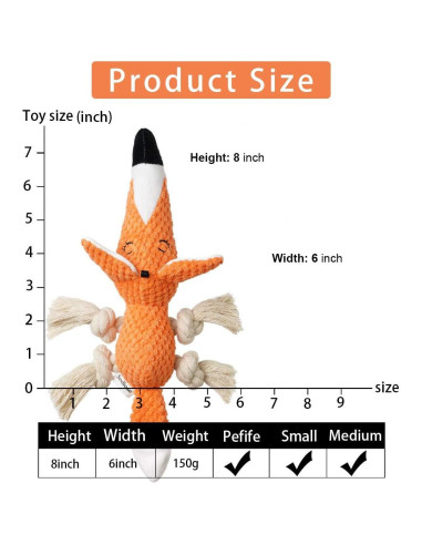 Juguete de Peluche para Perros Zorro Sedioso - Algodón Natural