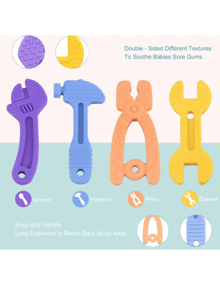 Juguetes de Dentición para Bebés Silicona 3-12 Meses 4 Formas