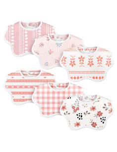 Paquete de 6 Baberos de Muselina 100% Algodón Ajustables