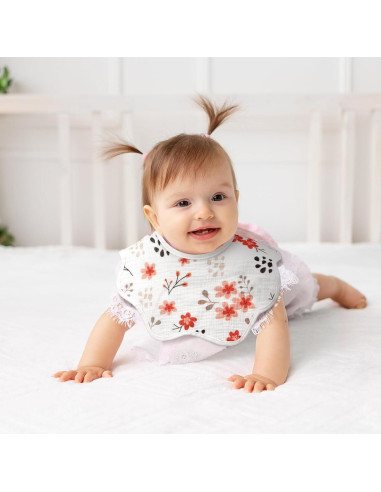 Paquete de 6 Baberos de Muselina 100% Algodón Ajustables