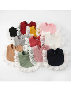 Babero de Encaje Muslín Surakey para Bebé - Ajustable, Absorbente 2