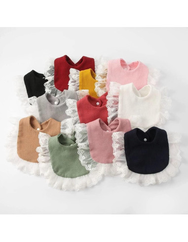 Babero de Encaje Muslín Surakey para Bebé - Ajustable, Absorbente