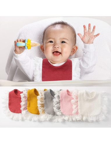 Babero de Encaje Muslín Surakey para Bebé - Ajustable, Absorbente