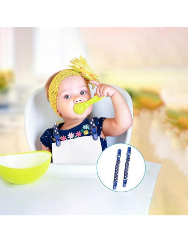Clip Sostenedor de Babero Ajustable Booge - 2 Pcs Azul Profundo