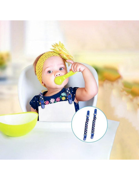 Clip Sostenedor de Babero Ajustable Booge - 2 Pcs Azul Profundo