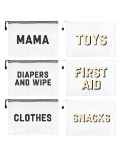 6 Bolsas Organizadoras KUIRAN para Pañales y Maternidad - Negro/Blanco