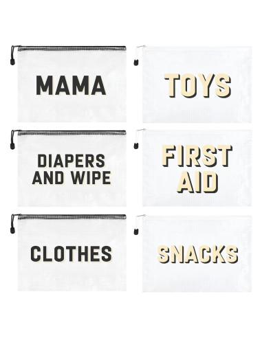 6 Bolsas Organizadoras KUIRAN para Pañales y Maternidad - Negro/Blanco