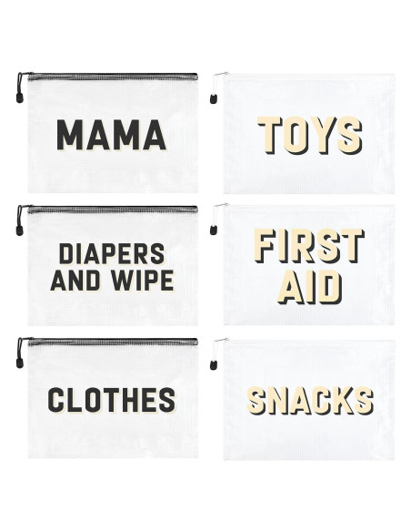 6 Bolsas Organizadoras KUIRAN para Pañales y Maternidad - Negro/Blanco