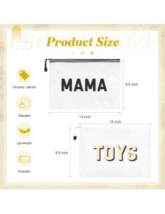 6 Bolsas Organizadoras KUIRAN para Pañales y Maternidad - Negro/Blanco 2