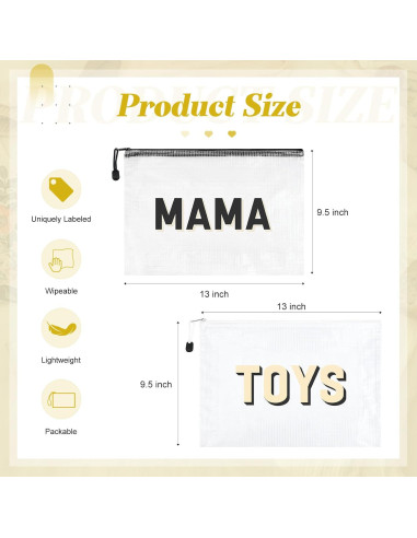 6 Bolsas Organizadoras KUIRAN para Pañales y Maternidad - Negro/Blanco