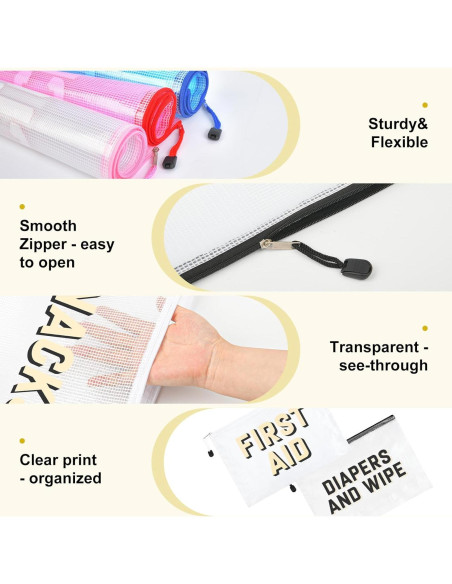 6 Bolsas Organizadoras KUIRAN para Pañales y Maternidad - Negro/Blanco