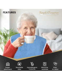 Baberos para Adultos Elaine Karen 3 Pack Algodón Ajustables 2