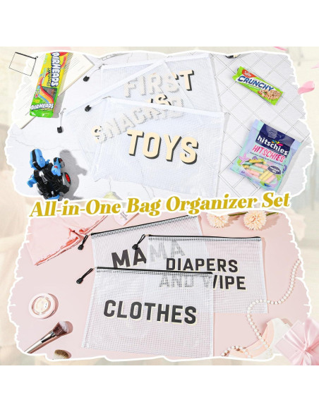 6 Bolsas Organizadoras KUIRAN para Pañales y Maternidad - Negro/Blanco