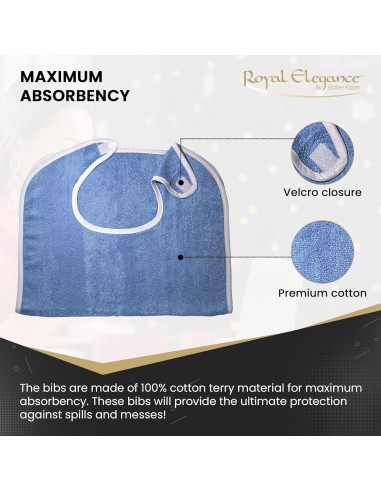 Baberos para Adultos Elaine Karen 3 Pack Algodón Ajustables