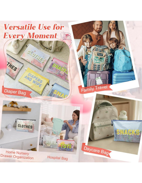 6 Bolsas Organizadoras KUIRAN para Pañales y Maternidad - Negro/Blanco