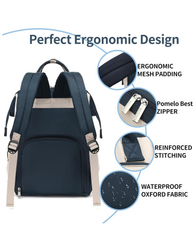 Mochila de Pañales Pomelo Mejor Impermeable Azul Marino