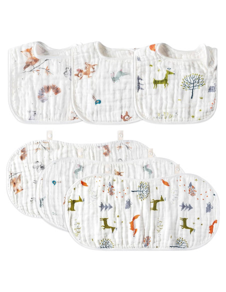 Conjunto de Pañales y Baberos Zainpe Algodón 6 Piezas Animales