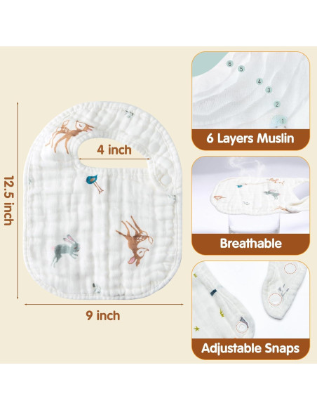 Conjunto de Pañales y Baberos Zainpe Algodón 6 Piezas Animales