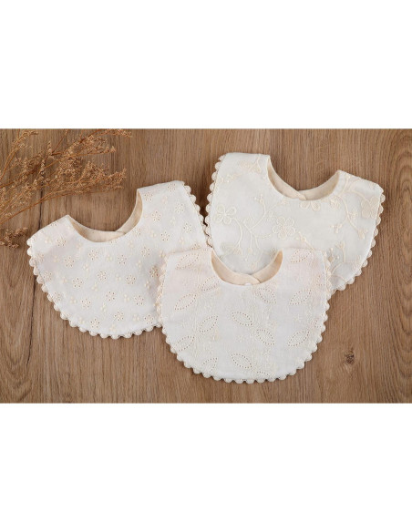Babero Reversible GZMM Algodón Natural 0-12 Meses 2 Piezas