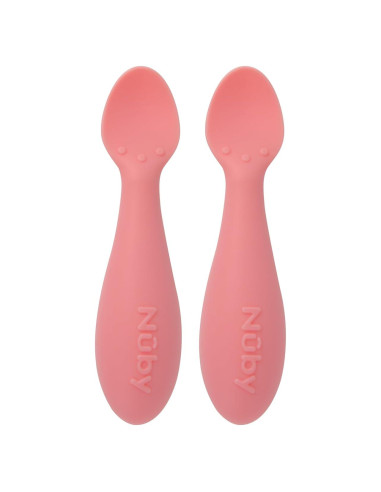 Cucharas Mini de Silicona Nuby - 2 Piezas para Bebés 4+ Meses - Rosa