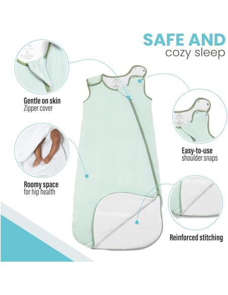Saco de Dormir Unisex de Bambú 1.0 TOG 18-36 meses - Sage y Gris