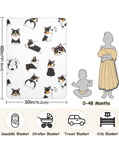 Manta de Envolver para Bebés vvfelixl Corgi 76x102 cm