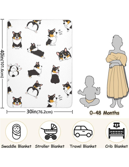 Manta de Envolver para Bebés vvfelixl Corgi 76x102 cm