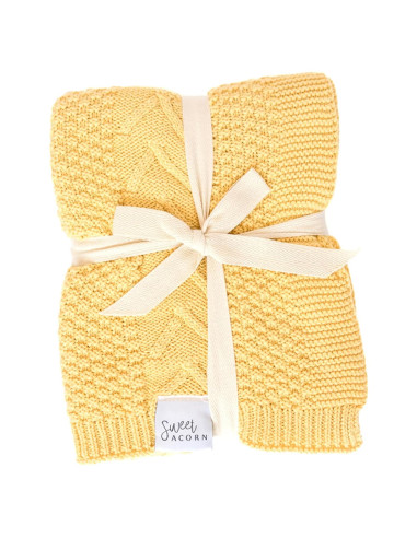 Manta de Bebé Algodón Orgánico Sweet Acorn Amarillo 81x116cm