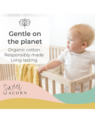 Manta de Bebé Algodón Orgánico Sweet Acorn Amarillo 81x116cm