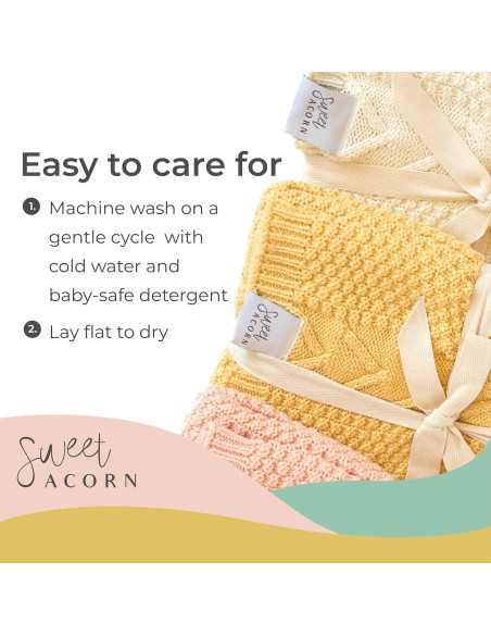 Manta de Bebé Algodón Orgánico Sweet Acorn Amarillo 81x116cm